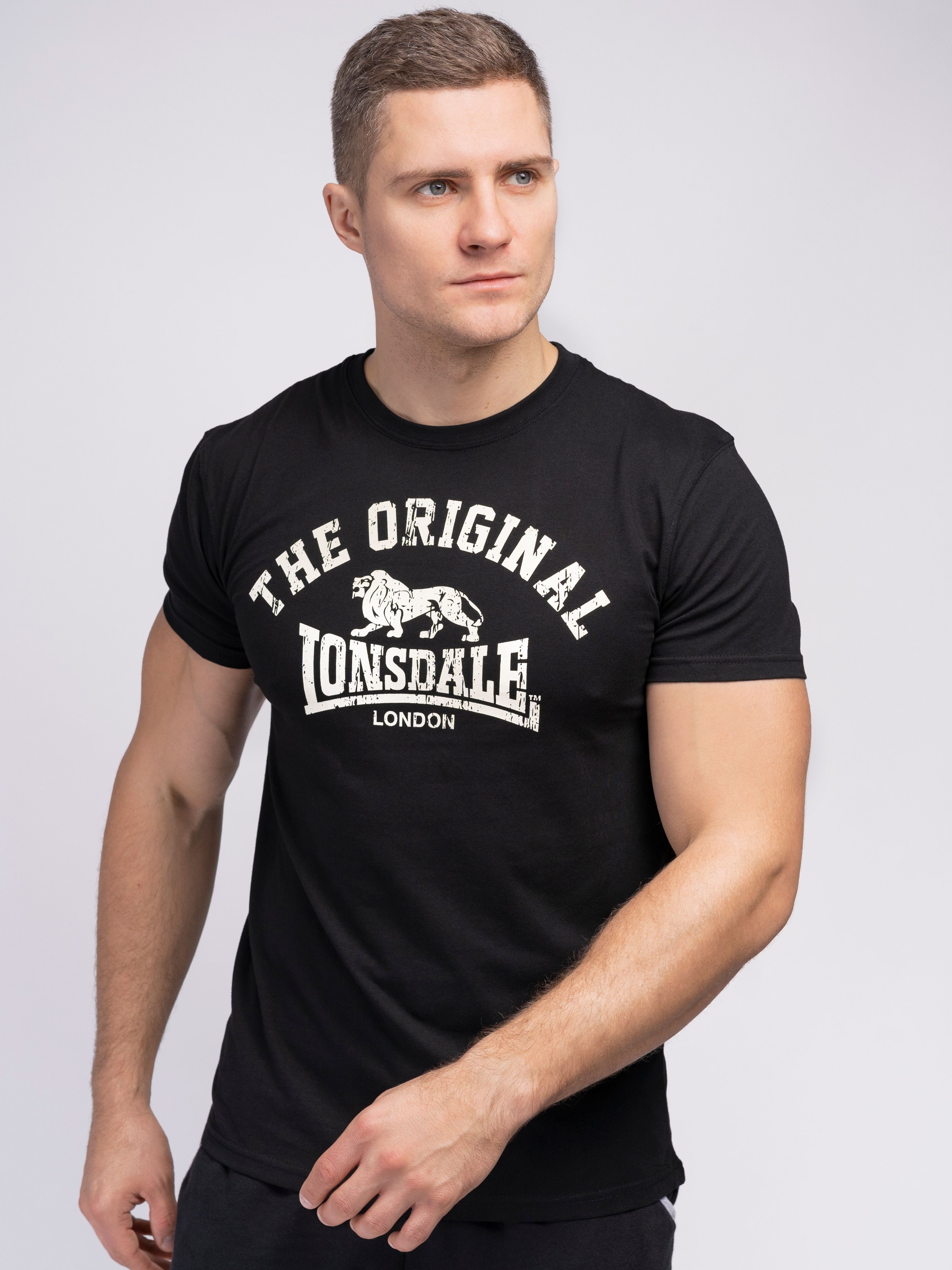 Акція на Футболка бавовняна довга чоловіча Lonsdale ORIGINAL 112048-1000 XXL Black від Rozetka