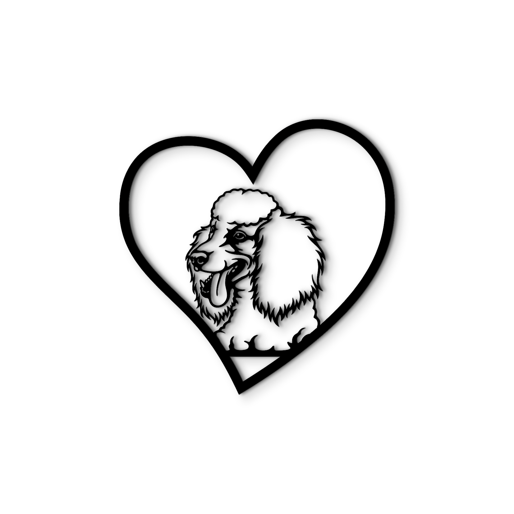 Декоративное панно из дерева Woodyard Heart Пудель 70x70 см Черный