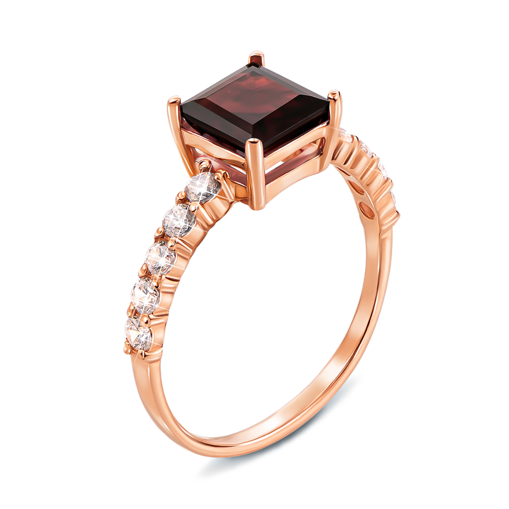 

Кольцо из красного золота с гранатом и фианитами 000138484 17.5 размера