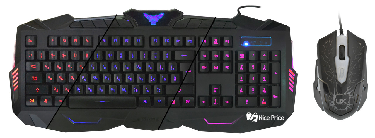 Набор клавиатура + мышка UX V-100 проводная с подсветкой Black (6945 ...