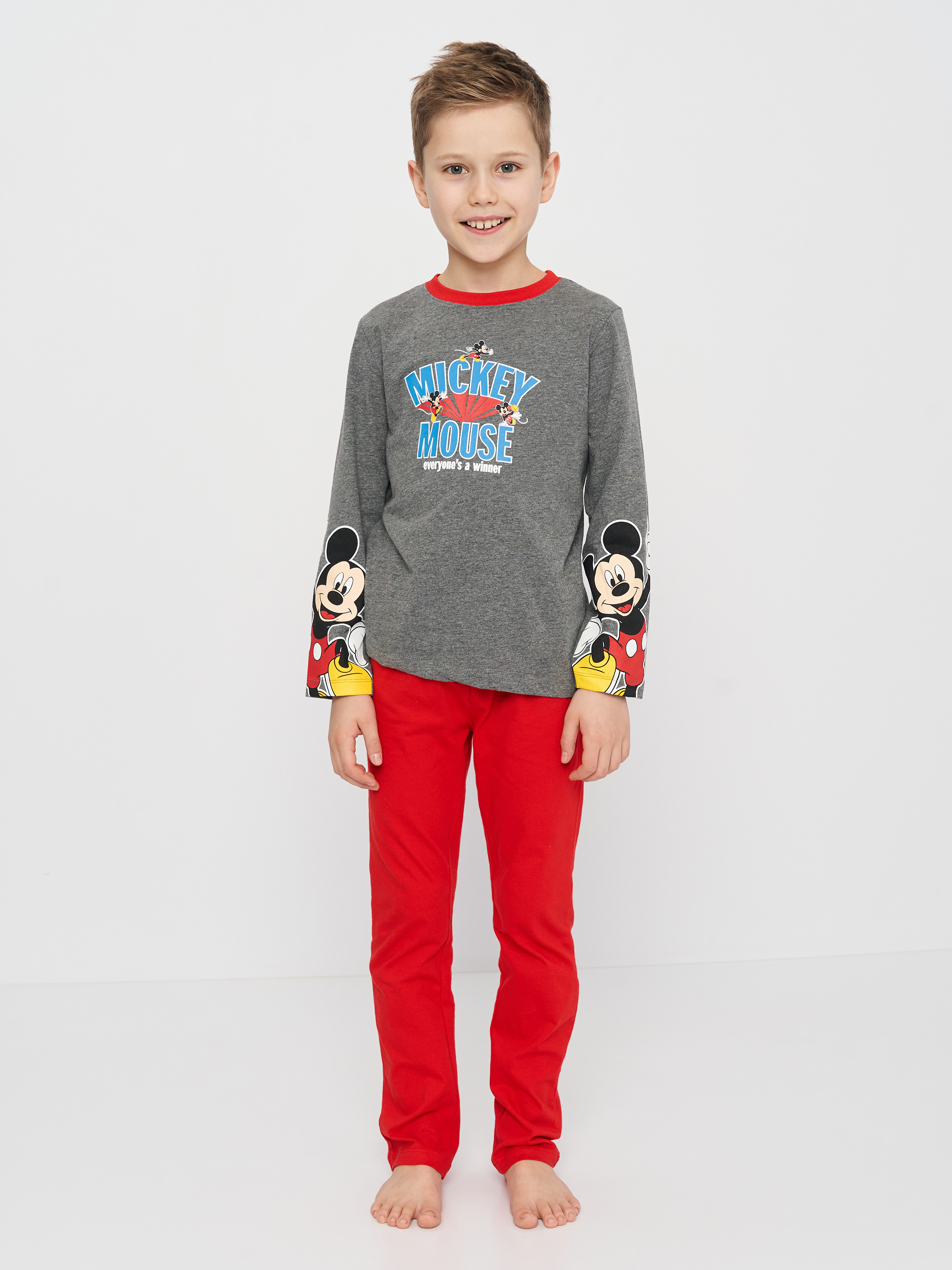 Акція на Піжама (футболка з довгими рукавами + штани) для хлопчика Disney Mickey VH2006 92-98 см Сіра від Rozetka