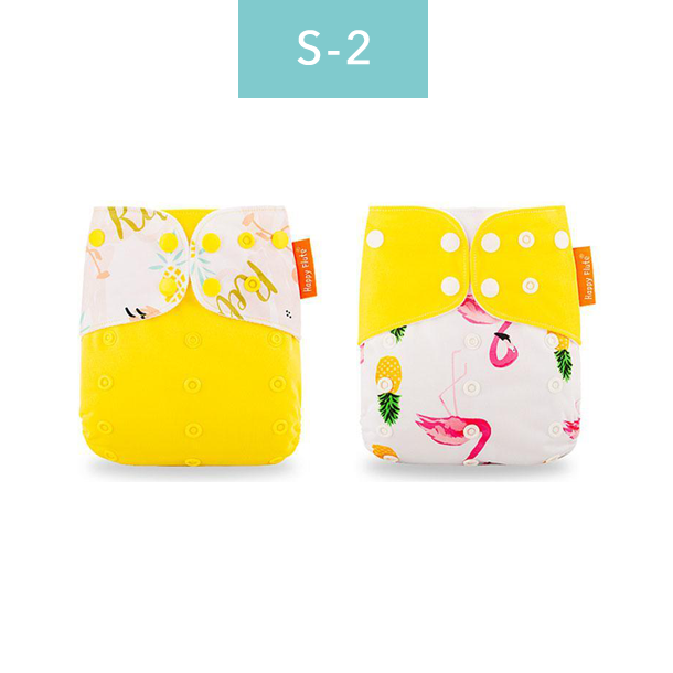 

Многоразовые подгузники (набор 2 шт) Happy Flute с белой быстросохнущей подкладочной тканью вес 3-15 кг (S2)