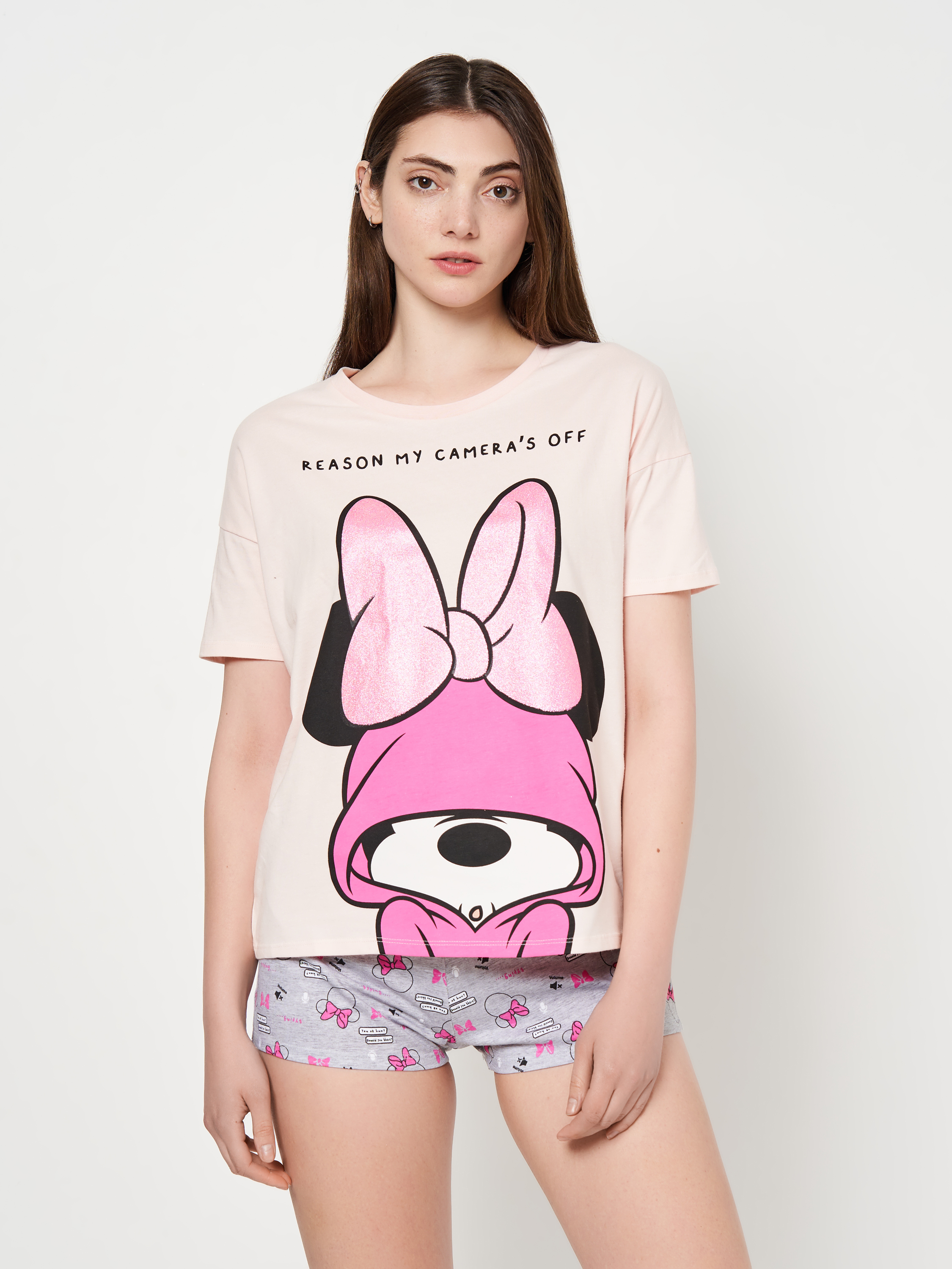 Акція на Піжама (футболка + шорти) жіноча великих розмірів бавовняна Disney Minnie WE3636 XL Рожева від Rozetka