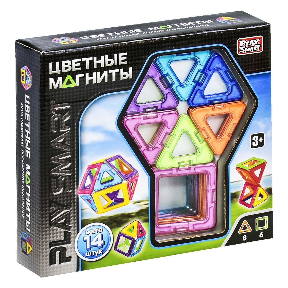 

Магнитный конструктор "Цветные магниты" Play smart 14 деталей