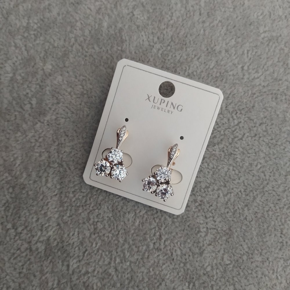 

Серьги Xuping с белыми камнями 12х19мм Позолота 18К, Родий, ida26678