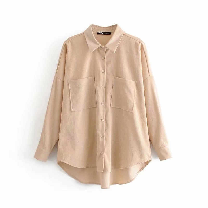 

Женская рубашка Tangada вельветовая оверсайх бежевая L (1242-beige-L)