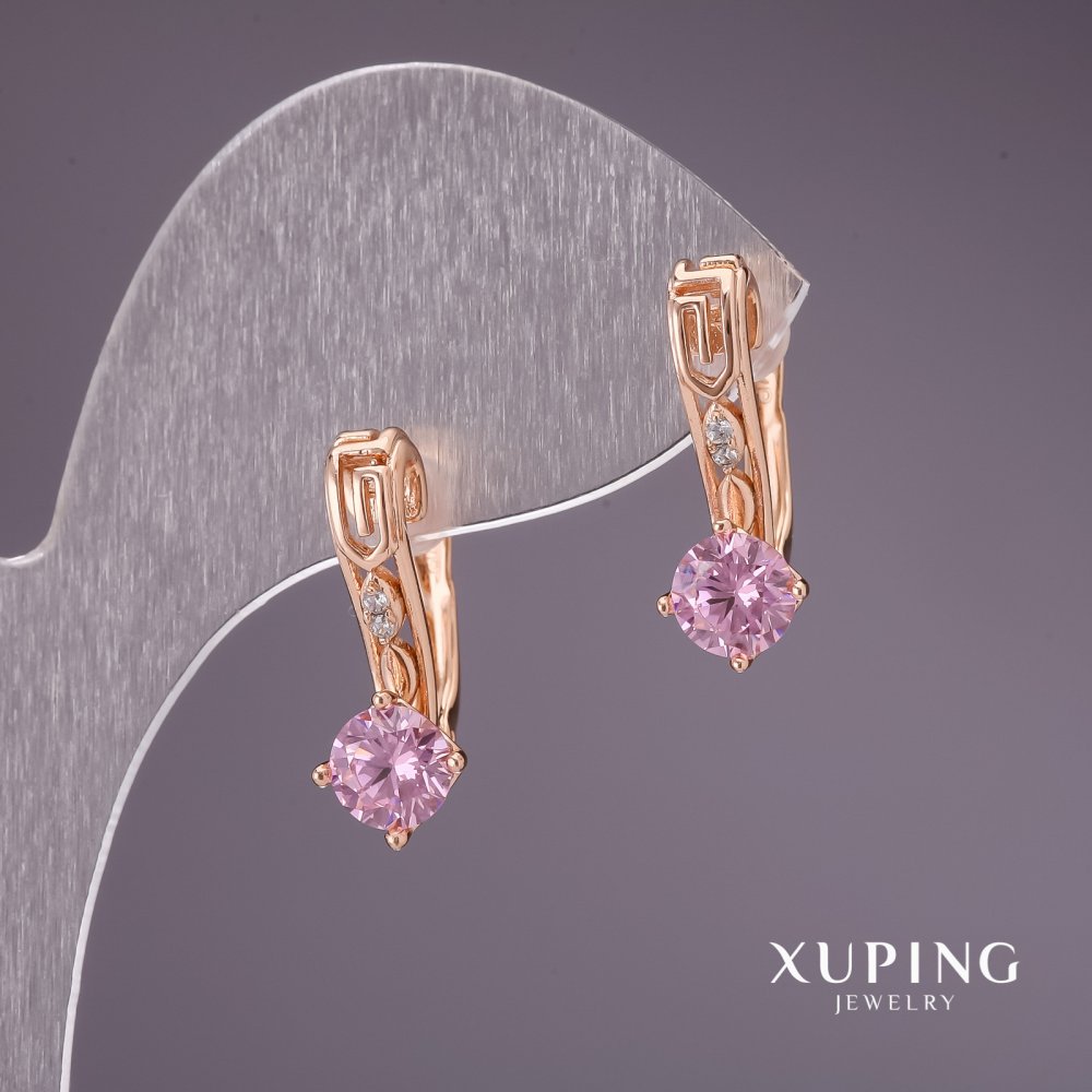 

Серьги Xuping с камнем цвет розовый 19х7мм позолота 18к, ida28797