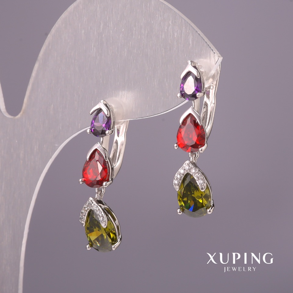 

Серьги Xuping с разноцветными камнями 6х25мм Родий, ida38064