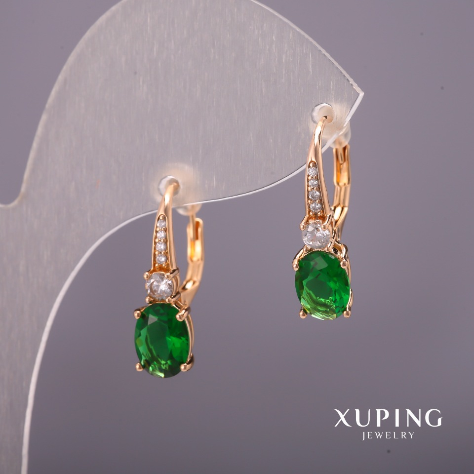 

Серьги Xuping с зелеными камнями 6х20мм Позолота 18К, ida37899