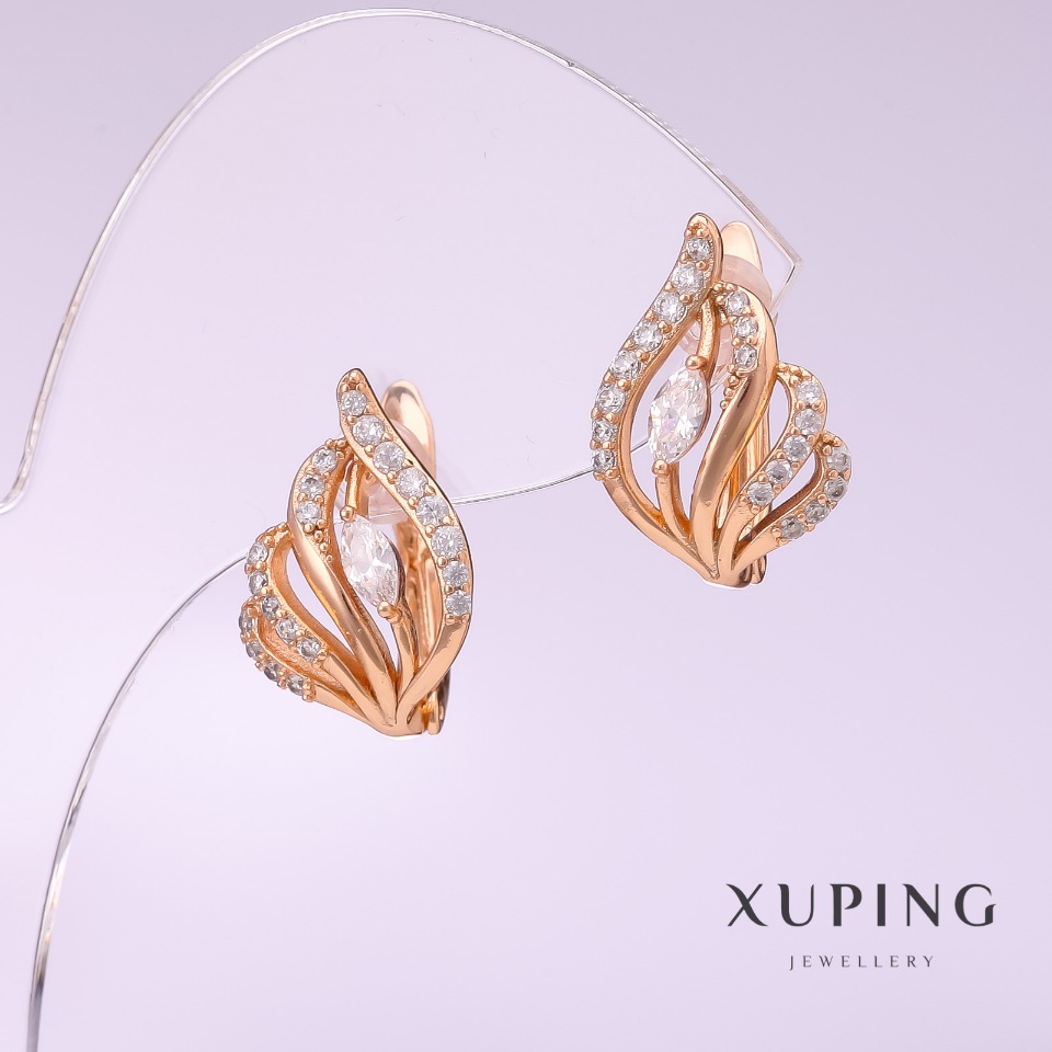 

Серьги Xuping с белыми стразами 16х11мм позолота 18к, ida28619