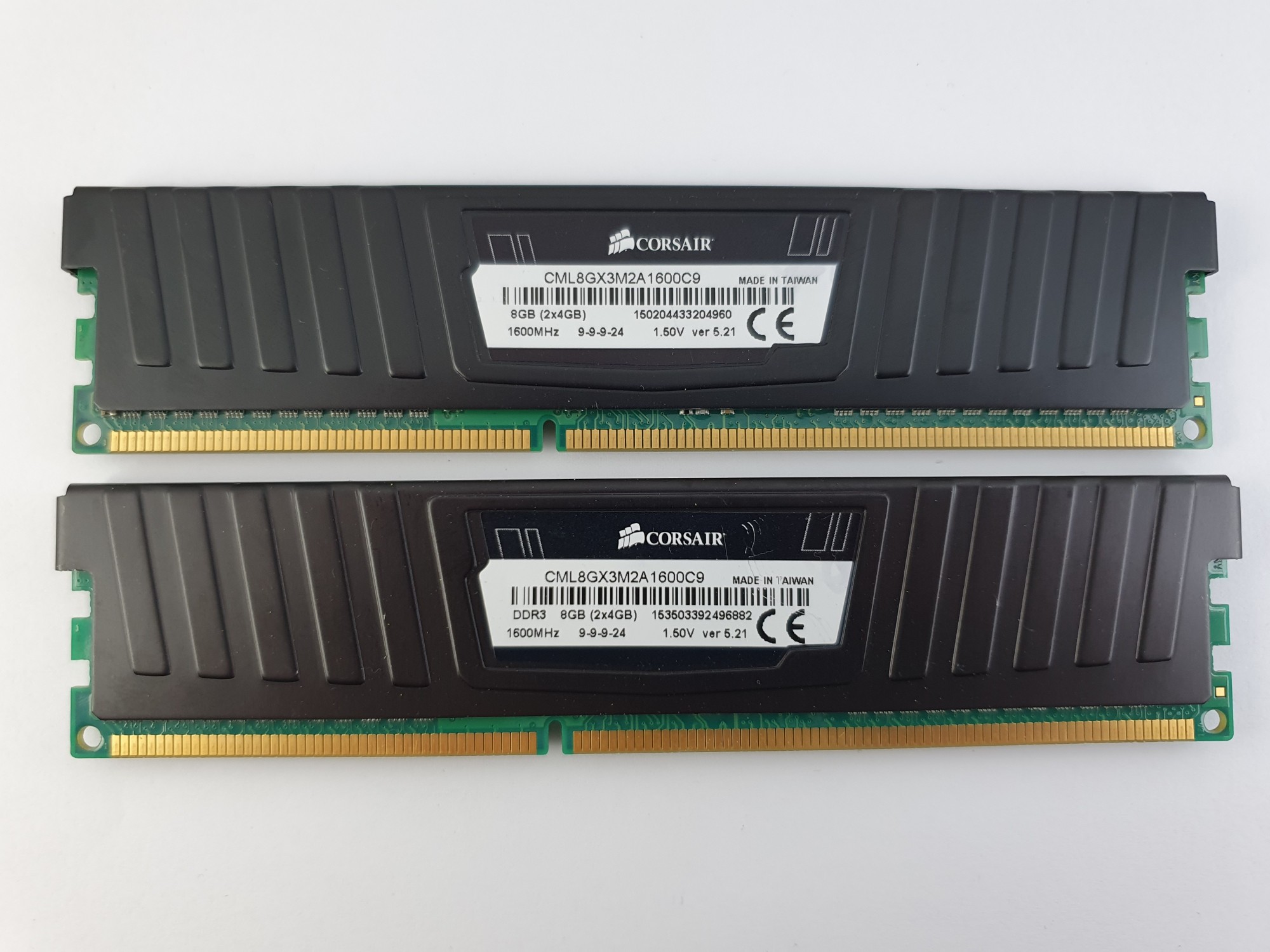 Kit RAM Corsair Vengeance 8Go (2x4Go) DDR3-1600 CL9 - Dual Channel, Occasion, Fonctionne Parfaitement