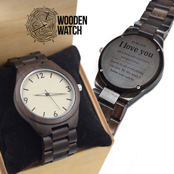 

Деревянные наручные часы ручной работы WoodenWatch Numeric с именной гравировкой "I love you" Темно-коричневые