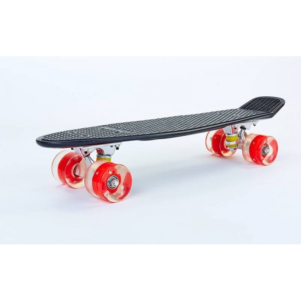 

Пенни борд SKATEBOARD led wheels, черный со светящимися кол.