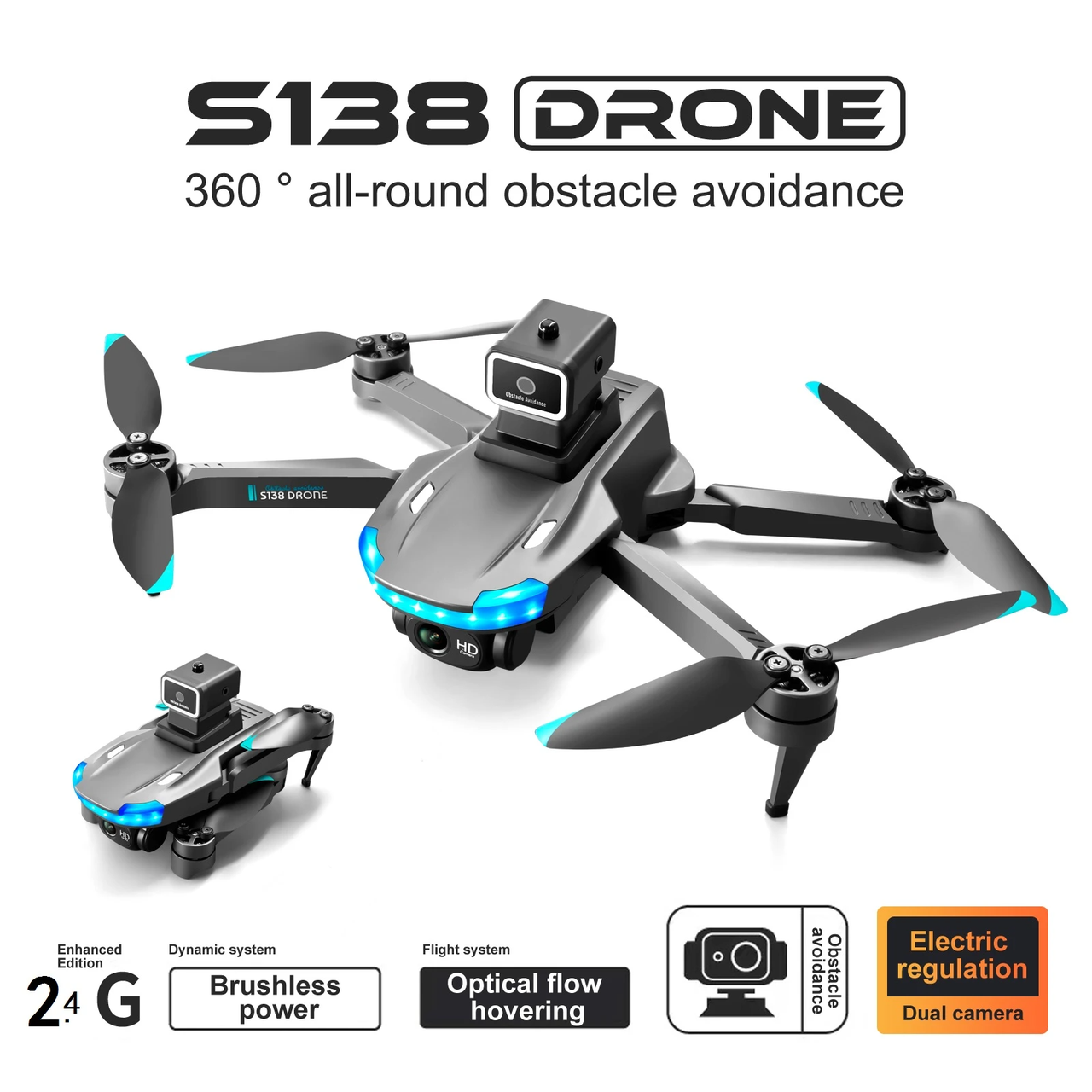 Квадрокоптер Mini Drone S138 - мини дрон с камерой 4K, FPV, БК ...
