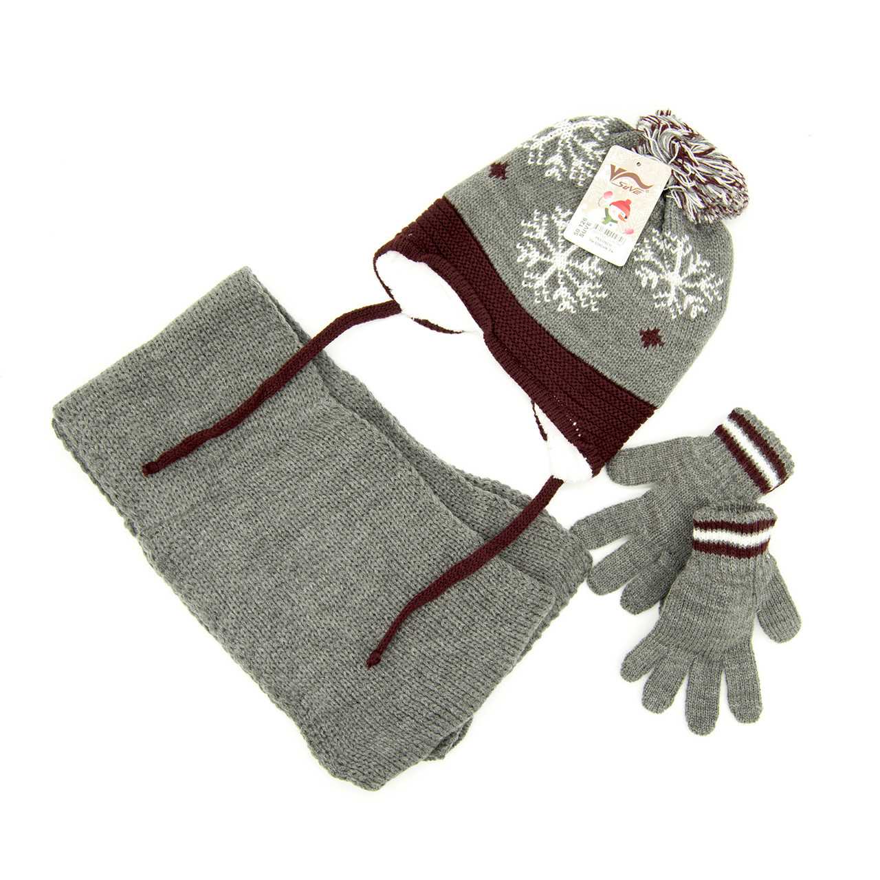 

Комплект: шапка, шарф, перчатки Suve 3-6 лет Серо-коричневый (TUR 50126 snow grey-brown 3-6 лет)