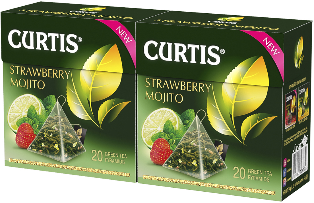 Упаковка чая зеленого Curtis Strawberry Mojito с добавками ...