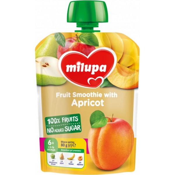 Фруктовое пюре Milupa Яблоко, груша, банан и абрикос от 6 мес, 80 г ...