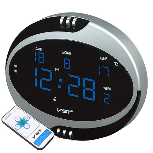 

Часы сетевые VST-770Т-5 синие, температура, пульт Д/У, 220V
