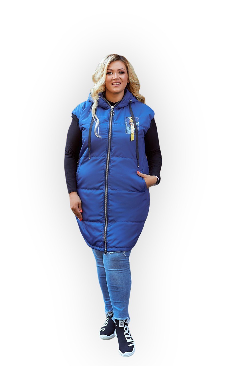 

Жилетка осенняя Clothes Plus 1145-4 - Синяя, Жилетка осенняя Clothes Plus 1145-4 60-62 Синяя