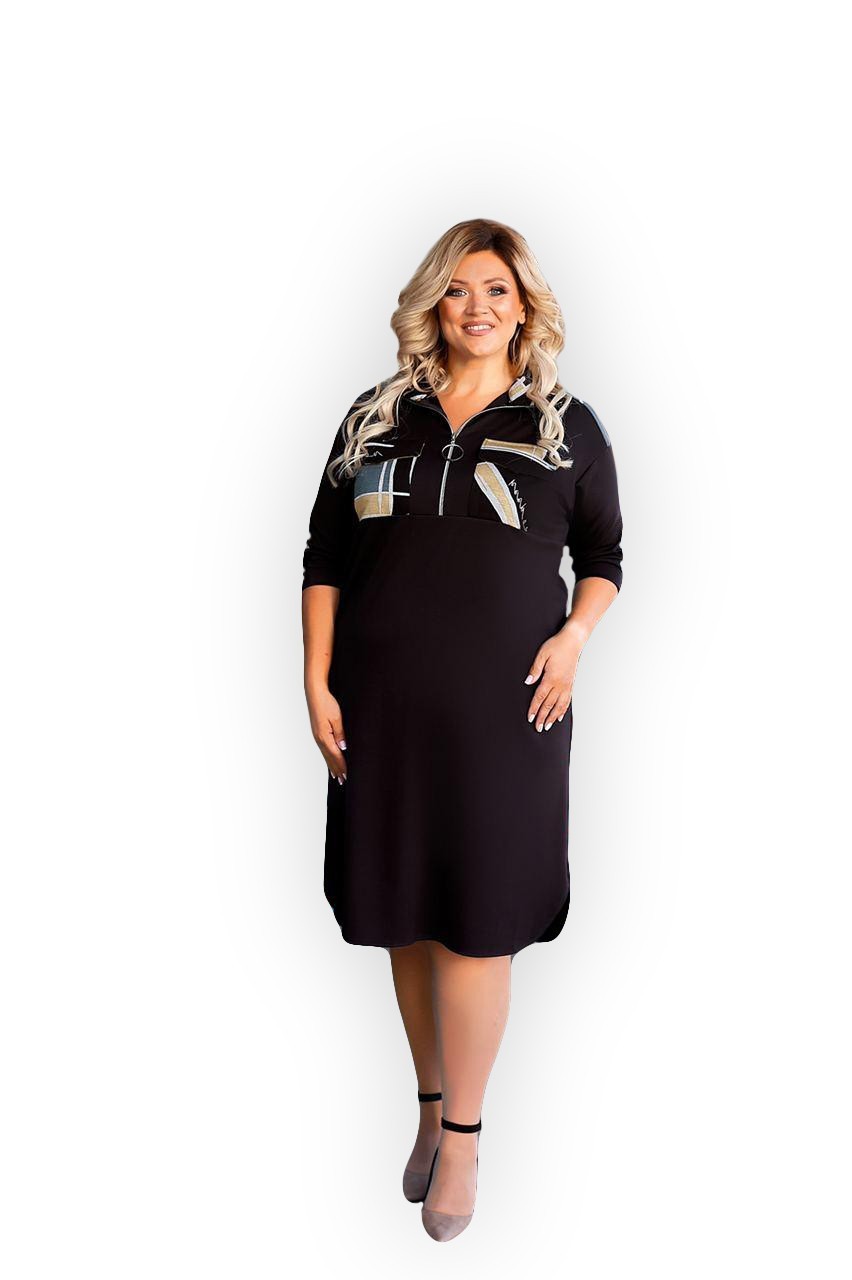 

Платье Clothes Plus 1189-2 - Черное/Горчица, Платье Clothes Plus 1189-2 64-66 Черное/Горчица