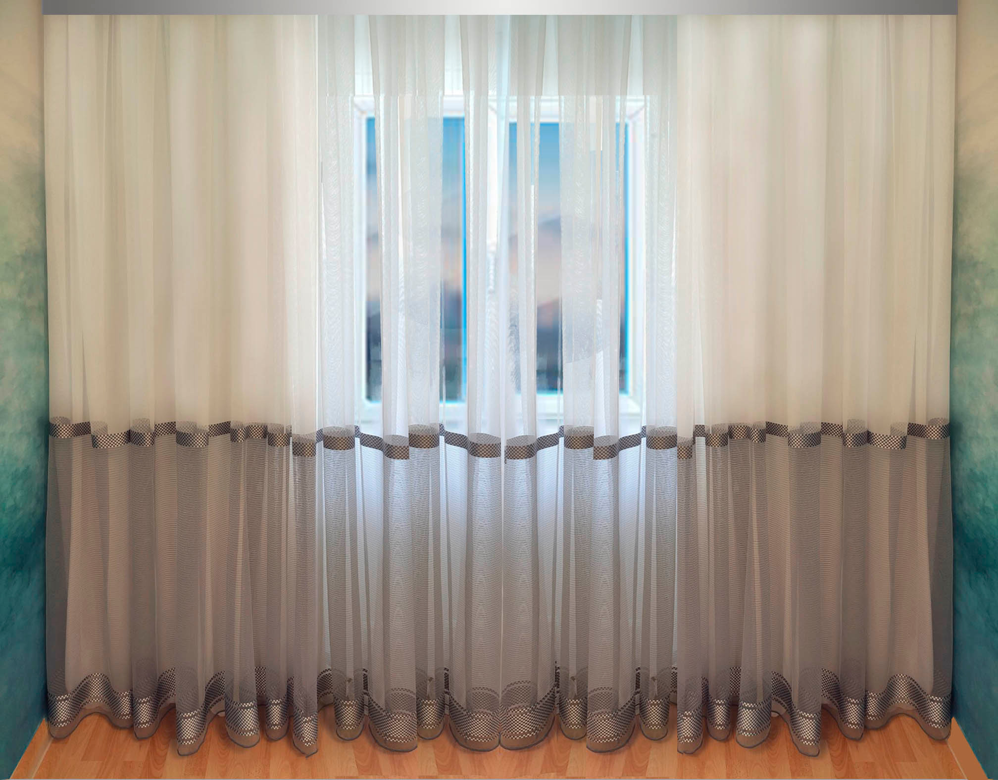 

Тюль Декор-Ин Домино Микросетка Бело-серый 270х600 (Vi 200035)