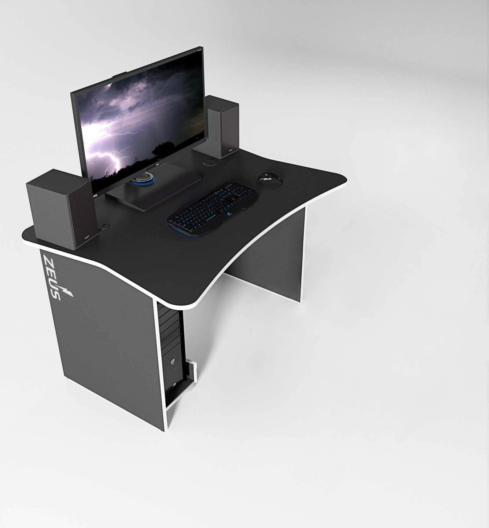 

Стол игровой геймерский из ЛДСП Zet-1 черный/белый Zeus цвет