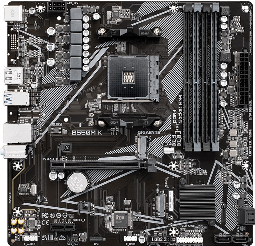 Материнская плата Gigabyte B550M K (rev. 1.0) (sAM4, AMD B550, PCI-Ex16 ...