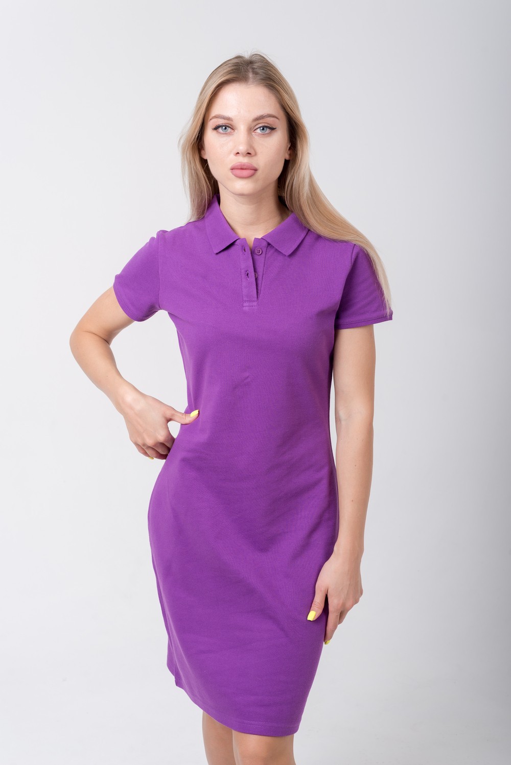 Платье поло приталенное поло TvoePolo однотонное XL Фиолетовый (6715 ...