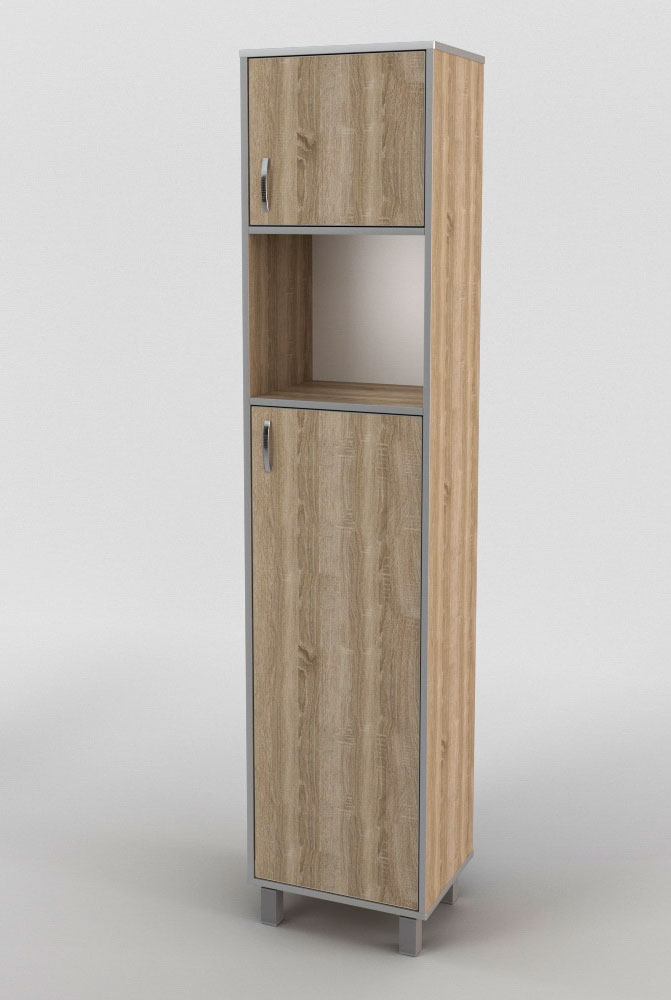 

Пенал шкаф двухдверный в гостиную из ДСП Кромка ПВХ ШС-409 Тиса мебель цвет Дуб сонома