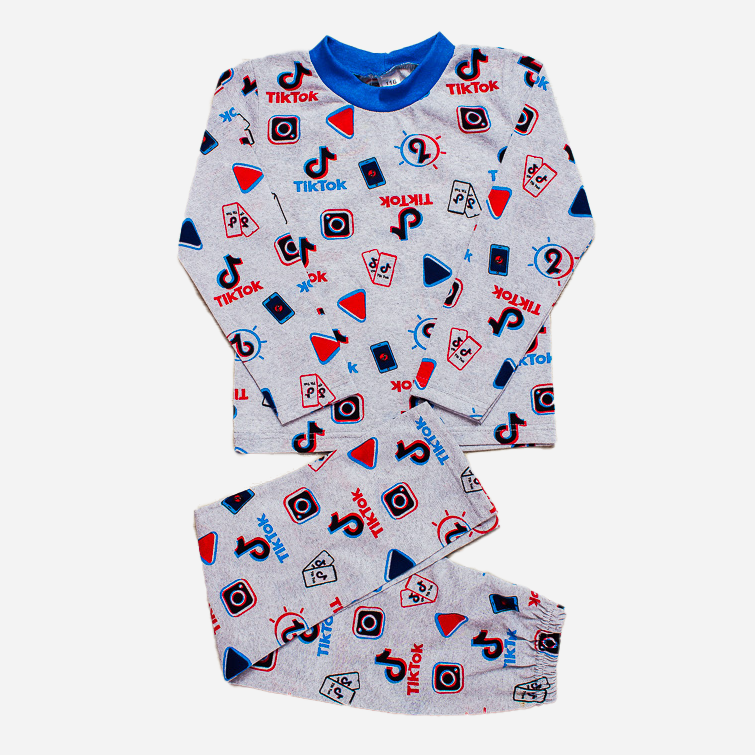 Акція на Піжама дитяча (футболка з довгими рукавами + штани) Носи своє 6076-002-4 110 см Tiktok (Сірий) (p-4054-65015) від Rozetka