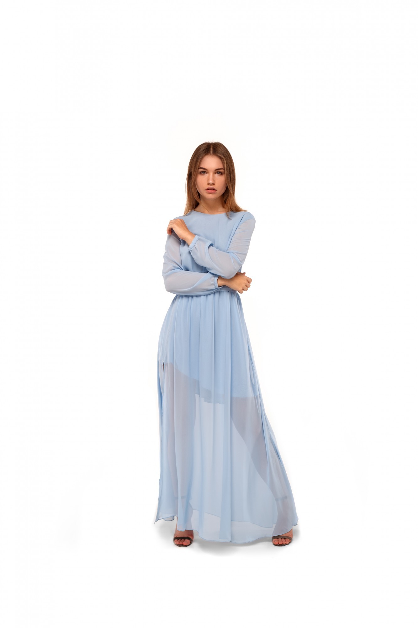 

Платье MISHKI в пол с длинными рукавами L голубой mi07ss18/2