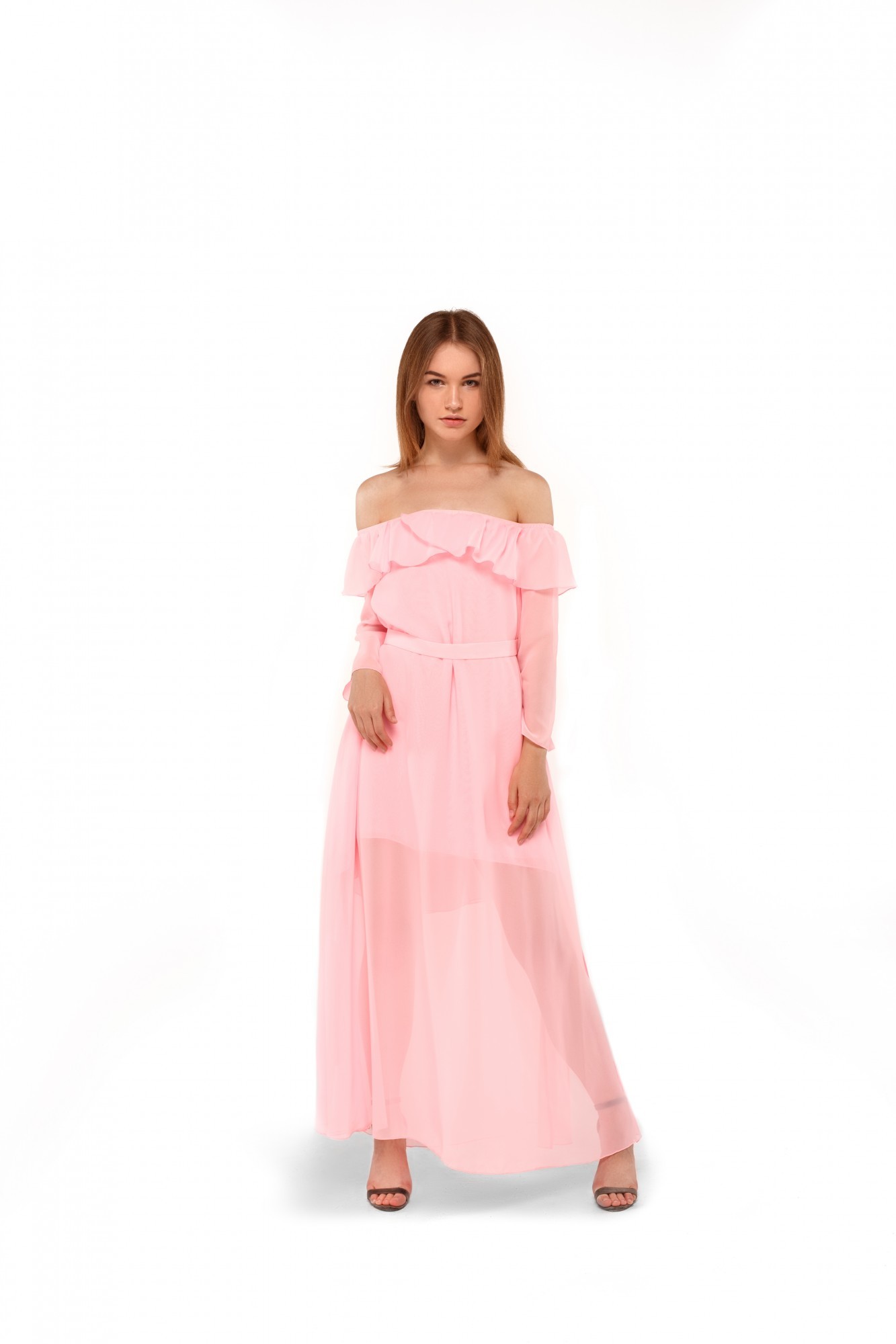 

Платье MISHKI в пол с открытыми плечами XS розовый mi08ss18/2