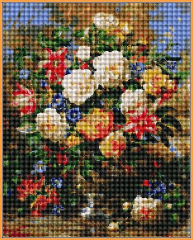 

Алмазная вышивка Турбо Лилии и желтые розы 40*50 см арт.ST1052