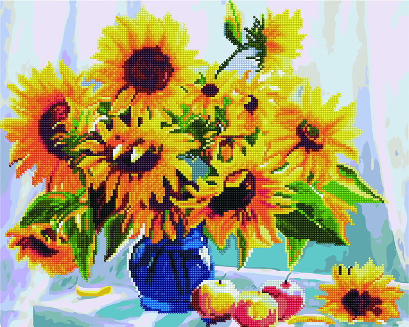 

Алмазная картина по номерам Rainbow Art Подсолнухи в вазе 40*50 см арт.GZS1088