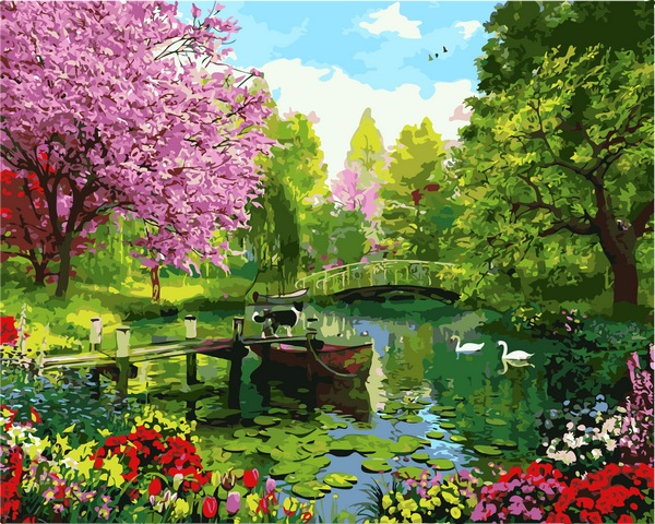 

Картина по номерам Mariposa Вишневый сад 40*50 см (в коробке) арт.MR-Q2196
