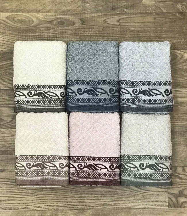 

Набор полотенец для лица Sikel Jacquard Izgu 70*140см махровые банные 6шт арт.8681049355881