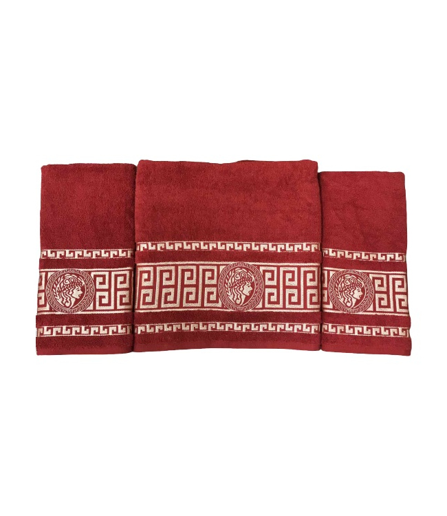 

Набор полотенец для лица и тела Gold Soft Life Версаче 2х50*90 см + 70*140 см махровые банные в коробке красный арт.ts-02171