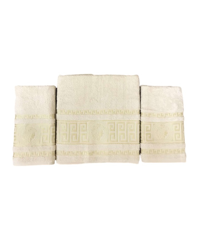 

Набор полотенец для лица и тела Gold Soft Life Версаче 2х50*90 см + 70*140 см махровые банные в коробке бежевый арт.ts-02172