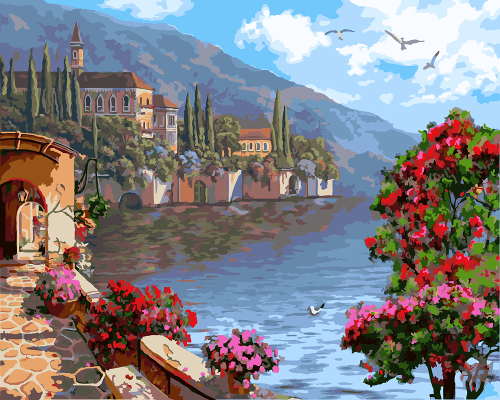 

Картина по номерам Rainbow Art Цветущая набережная 40*50 см (без коробки) арт.BK-GX9502