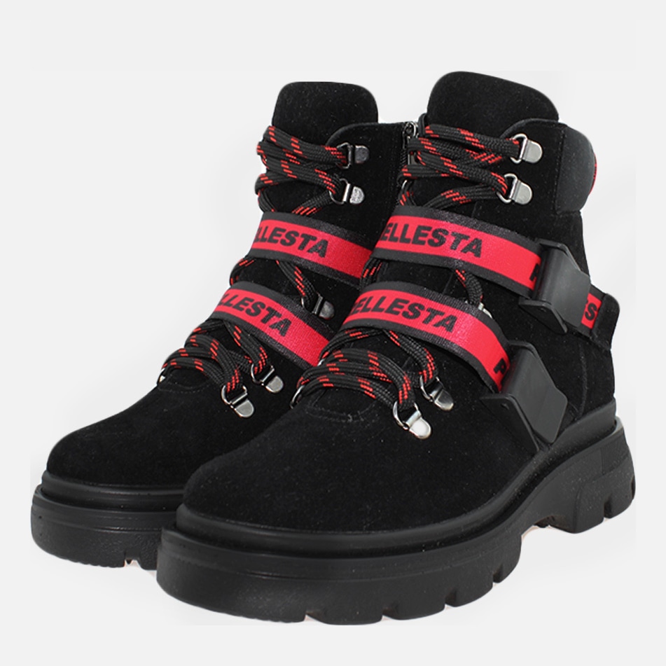 Акция на Жіночі зимові черевики Prellesta RP2126-11 38 24 см Чорні з червоним от Rozetka