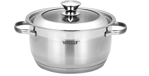 

Кастрюля Vitesse из нержавеющей стали с крышкой 18см, 2.4л (VS-2105)