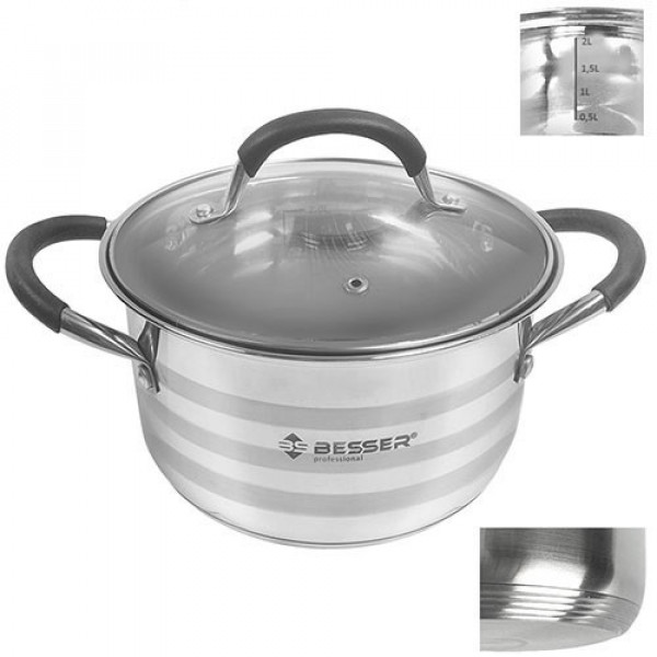 

Кастрюля со стекляной крышкой Besser Sabroso 10281 3,6 л 22 см 4.1-5 л