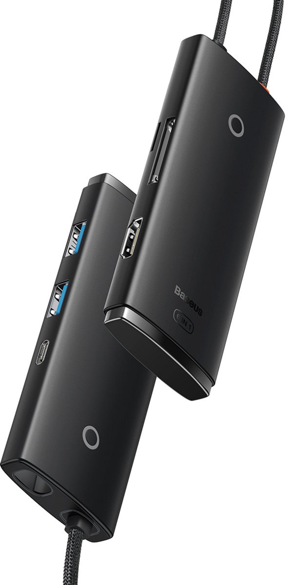 USB-хаб Baseus Lite Series 6-Port Type-C HUB Docking Station (Type-C to HDMI + 2 x USB3.0+Type-C Data+SD/TF) Black (WKQX050001) — фото 3