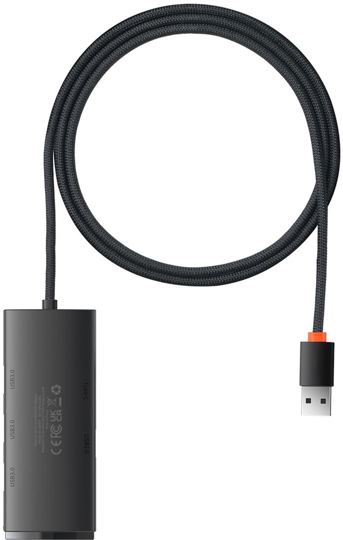 USB-хаб Baseus Lite Series 4-Port USB-A HUB Adapter (USB-A to 4 х USB 3.0 ) 1 м Black (WKQX030101) — фото 2
