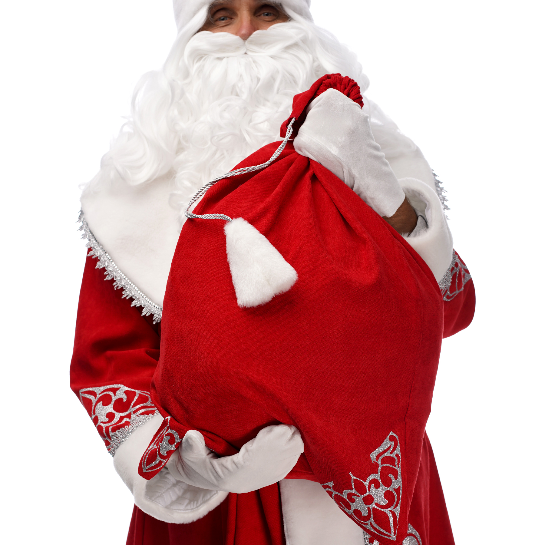 

Мешок для подарков с серебряными аппликациями Santa Store Красный 50х75 А-ЧММ002