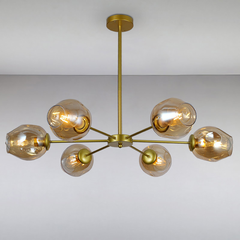 

Люстра подвесная молекула Light House LS-15179-6 GD+BR золото