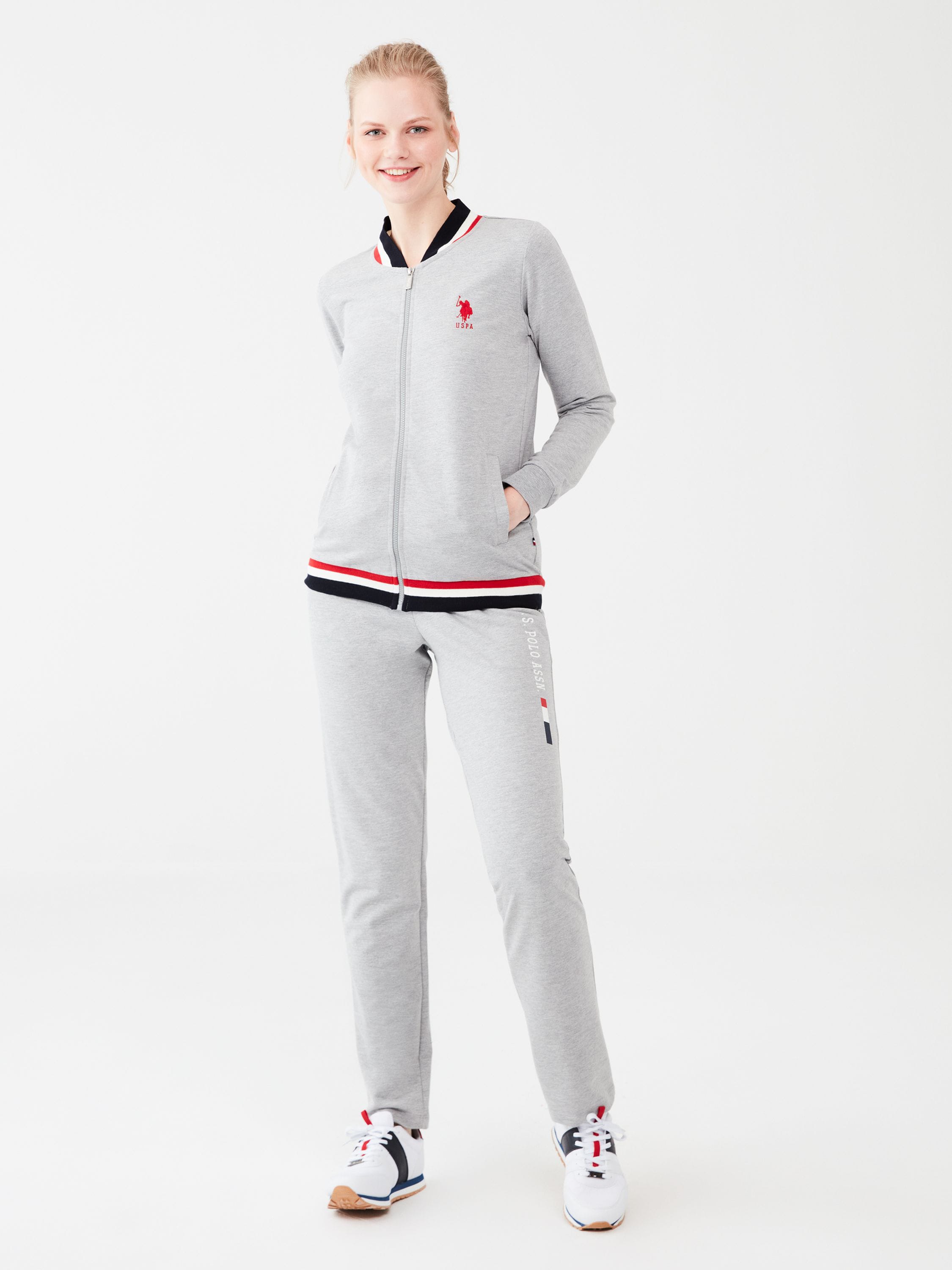 Акція на Піжама (кофта + штани) жіноча великих розмірів U.S. Polo Assn 16614 XL Grey Melange від Rozetka