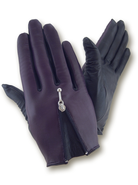 

Женские перчатки комбинированные GlovesUA мод.435 баклажан / черные 7