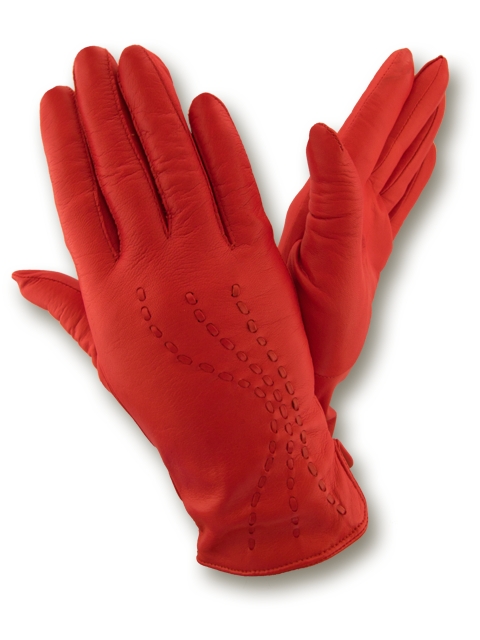 

Женские кожаные перчатки GlovesUA мод.289 красные 7