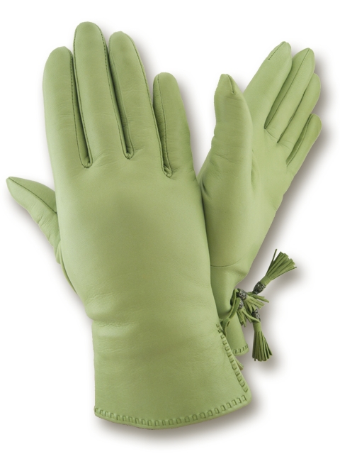

Женские кожаные перчатки GlovesUA мод.439 салатовые 6